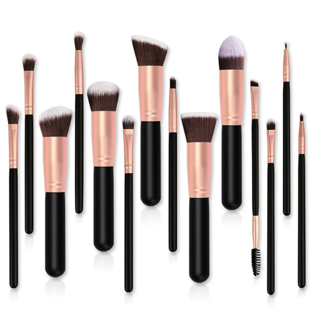14Pcs Makeup Brush Set for Beginners Soft Bristle Powder Brush Blush Eye Shadow Beauty Tools, Buy 14pcs Brush Get 1 Free Sponge