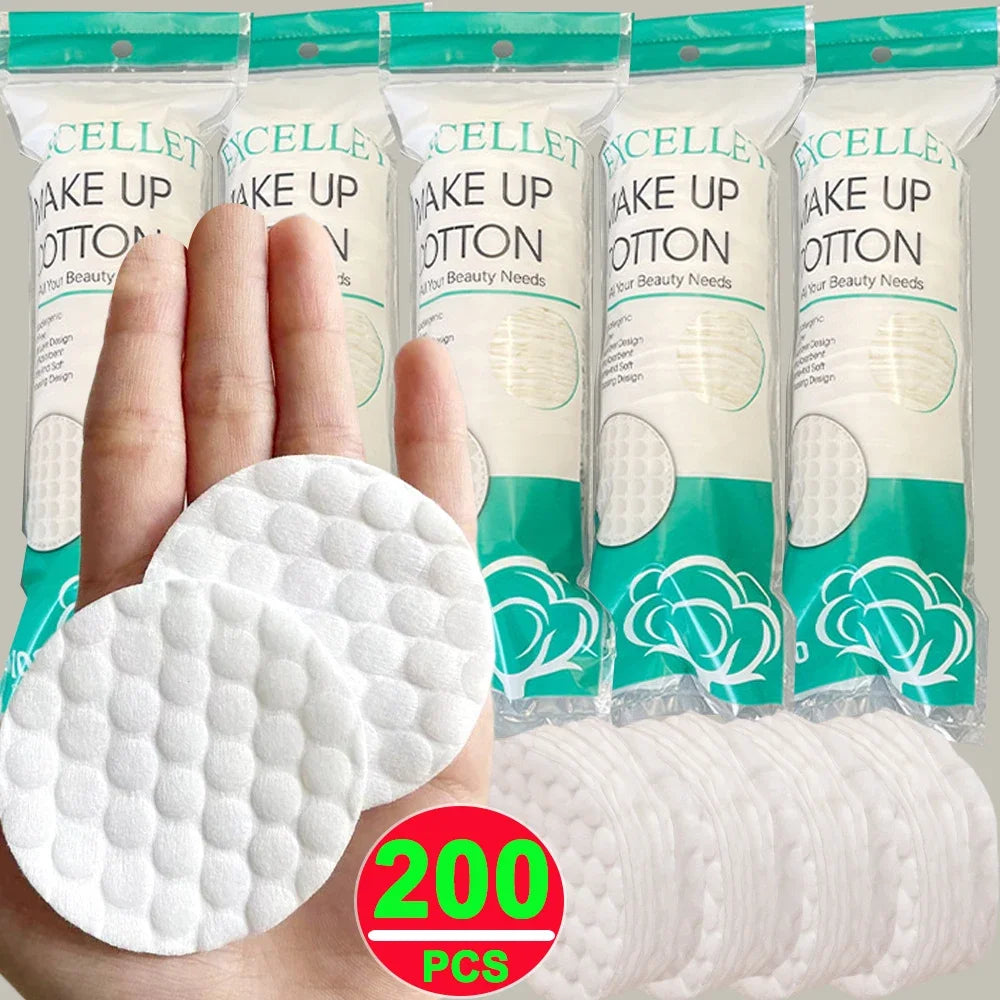 200pcs Cotton Pads Disposable Clean Cotton Face Nail Polish Remover Round Soft Face Cleansing Remover Cotton Pads Makeup\';p