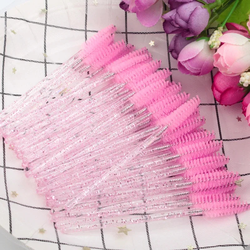 5/25/50 PCS Makeup Brushes Pink Crystal Eyelashes Brush Reusable Fake Lashes Extension Supplies False Eyelash Make up Tool /.\