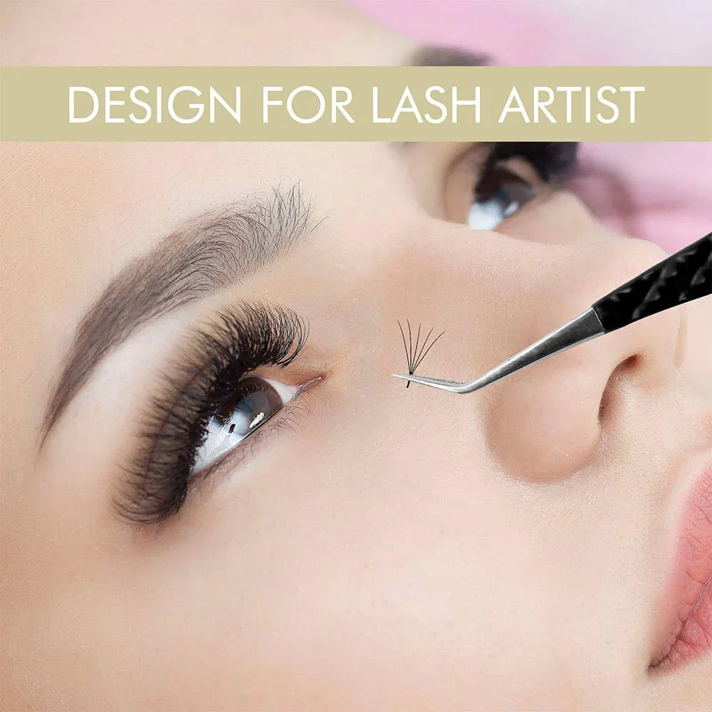 Eyelash Extensions Tweezers Noir N°1 - Fiber Lash Tweezer Veyelash Professional 90 Degree Tweezers for Volume Stainless steel