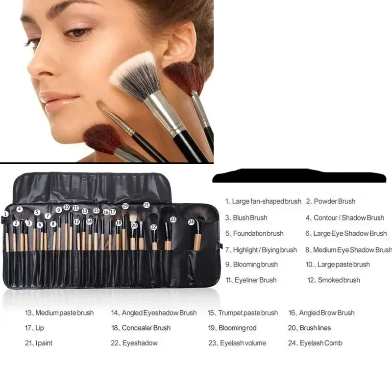 Free Gift Bag and Sponge for 24 pcs Makeup Brush Sets Cosmetics Brushes Eyebrow Powder Foundation Shadows Make Up Tools